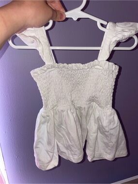 Girls White Smocked Tank Top